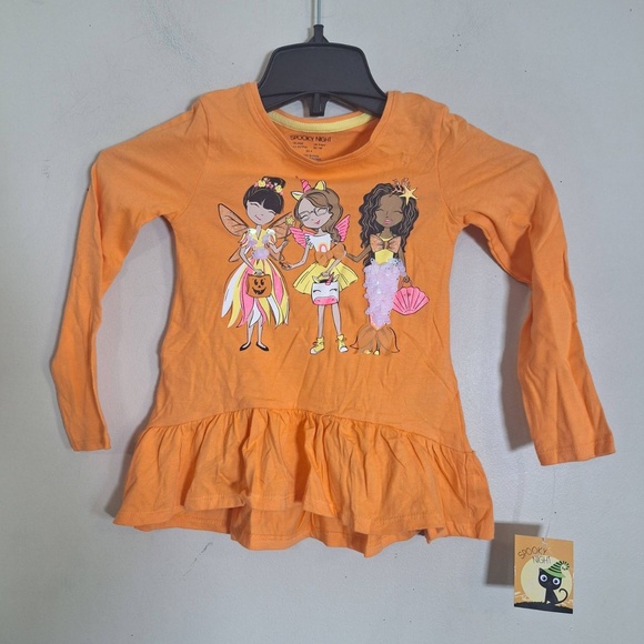 Spooky Night Orange Halloween Graphic Sequins Fantasy T-Shirt Size XS (4) - Picture 2 of 7